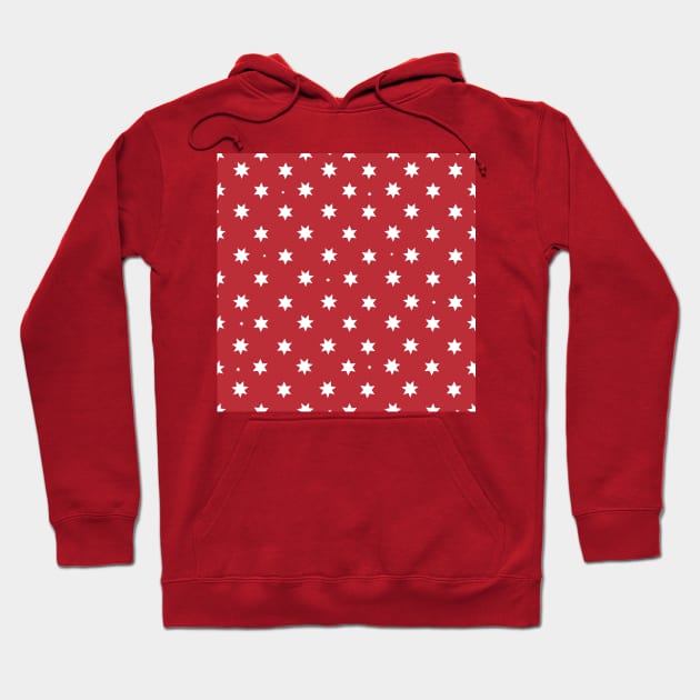 Happy New year and Mery Christmas red background with stars pattern Hoodie by GULSENGUNEL